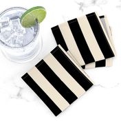 Stripes - Cappuccino Cream Tan Black Nautical (1 inch wide stripes) (2508)