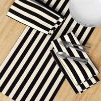 Stripes - Cappuccino Cream Tan Black Nautical (1 inch wide stripes) (2508)