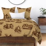 Alice Vintage Text and Toile (brown)