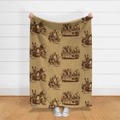 Alice Vintage Text and Toile (brown)
