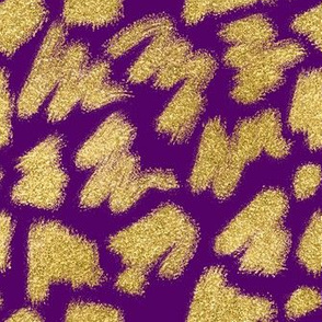 Golden Glitter Paint Strokes on Eggplant Background