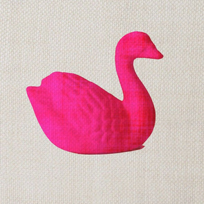 Big pink swan on linen