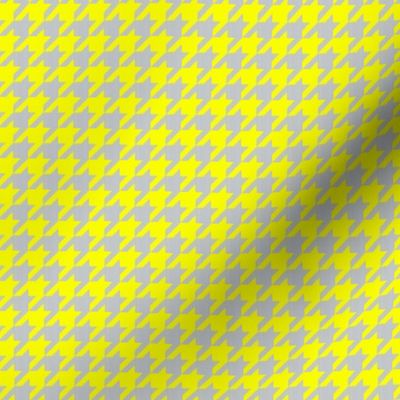 Houndstooth Check in Grey Linen + Neon Yellow