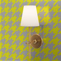 Houndstooth Check in Grey Linen + Neon Yellow