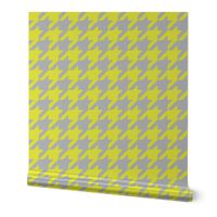 Houndstooth Check in Grey Linen + Neon Yellow