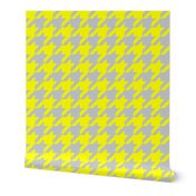 Houndstooth Check in Grey Linen + Neon Yellow