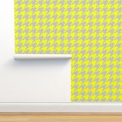 Houndstooth Check in Grey Linen + Neon Yellow