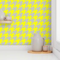 Houndstooth Check in Grey Linen + Neon Yellow