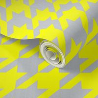 Houndstooth Check in Grey Linen + Neon Yellow