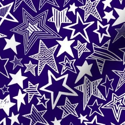 White patterned stars on purple background