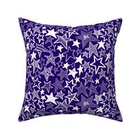 White patterned stars on purple background