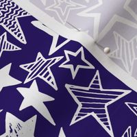 White patterned stars on purple background