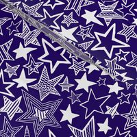 White patterned stars on purple background