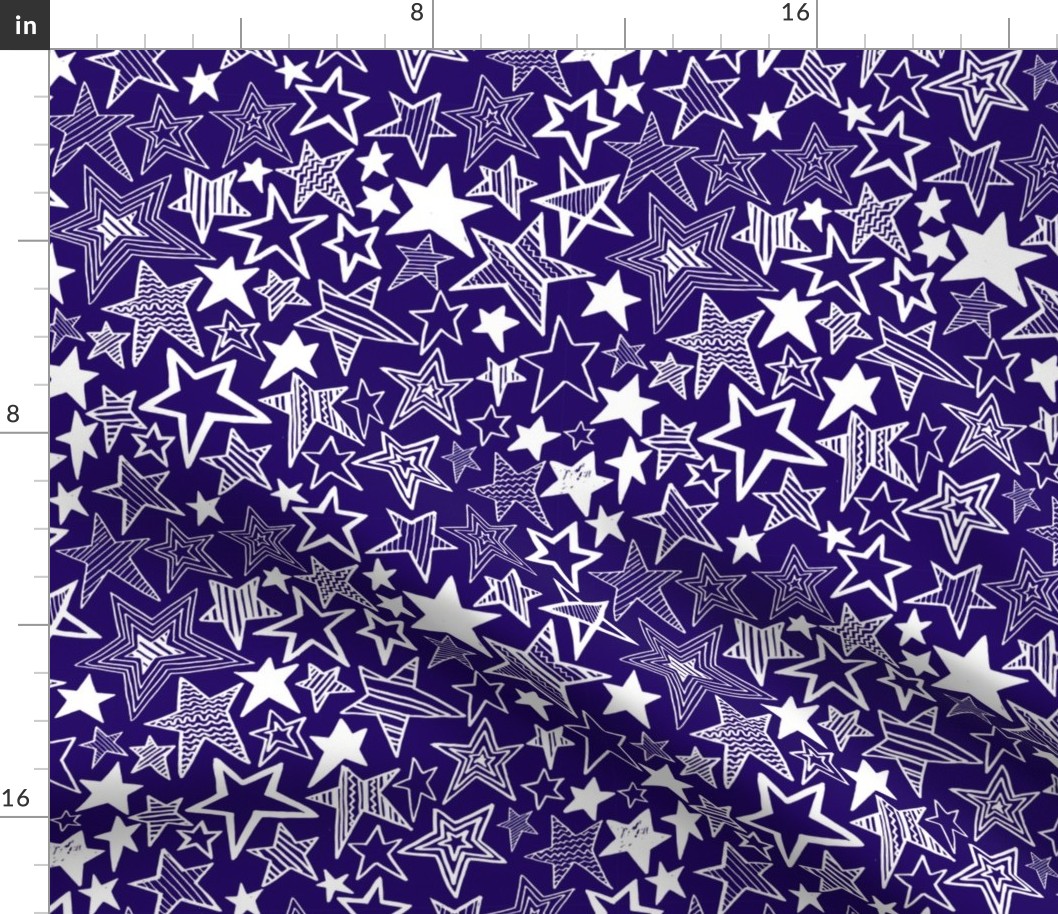 White patterned stars on purple background