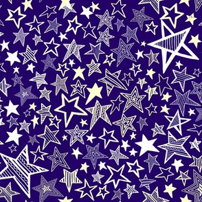 Christmas Shooting Stars - White and Cream on Purple