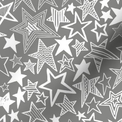 White patterned stars on grey background