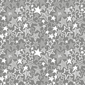 White patterned stars on grey background