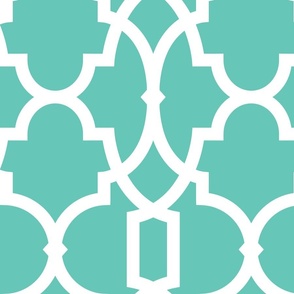 Tiffany trellis bold in dark seafoam and white