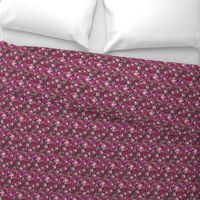 SMALL PRINT Vintage Floral with Hot Pink and Baby Pink on Grey