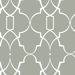 Tiffany trellis one in grey, white and very light mint green light