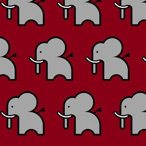 grey elephant on crimson background