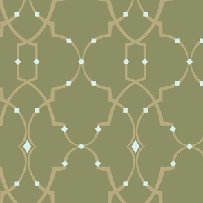 Tiffany trellis two in light olive green, taupe, and Light seafoam green