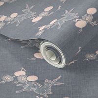 Woodland Hare - slate blue, pink