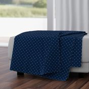 navy and cream polka dot