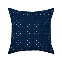 navy and cream polka dot