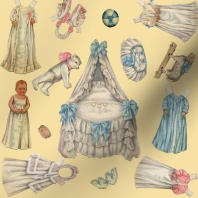 Edwardian Paper Doll Nursery ~ Cream ~ Medium