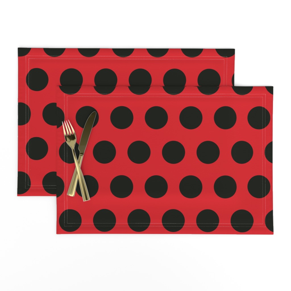 Polka Dot - Black on Red XL