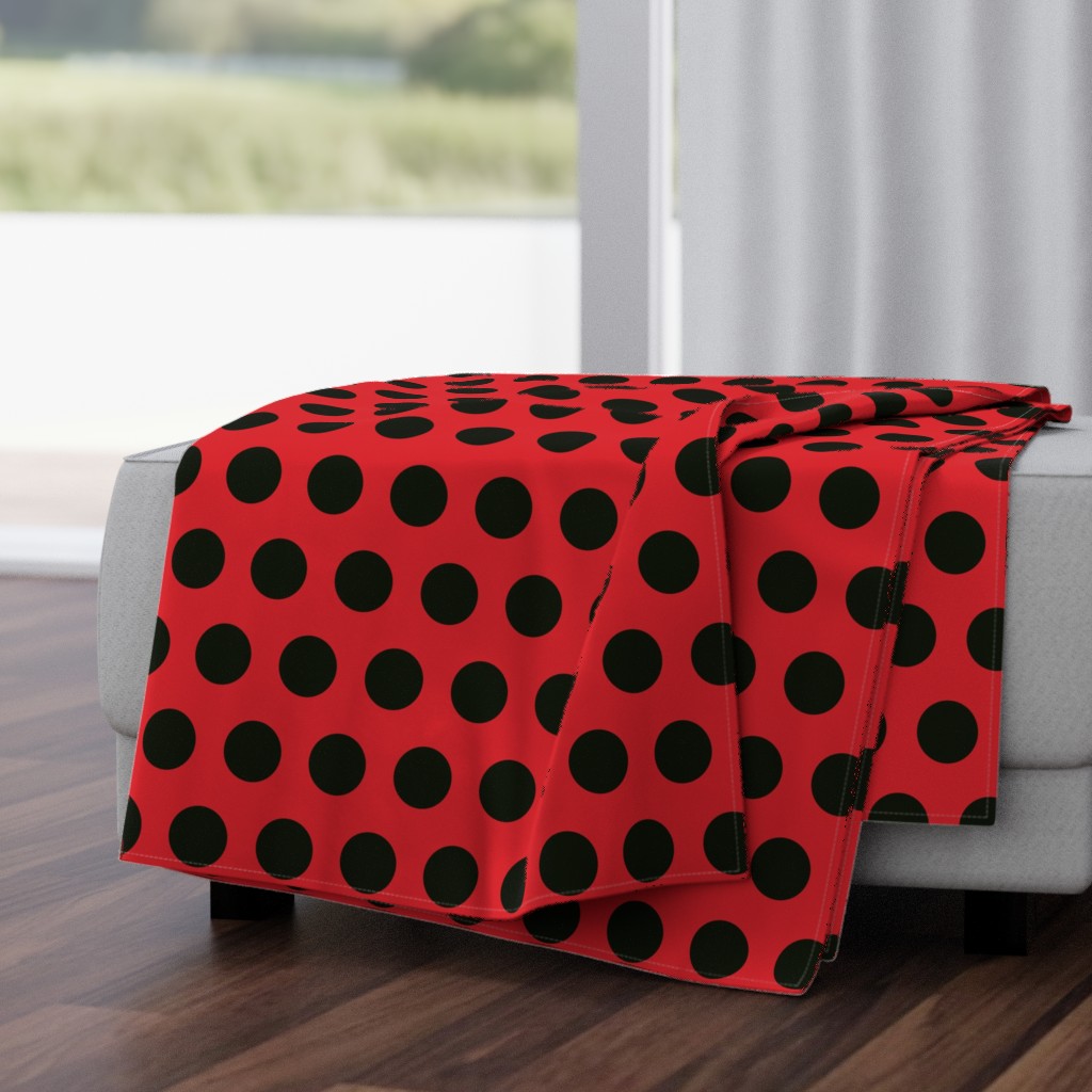 Polka Dot - Black on Red XL