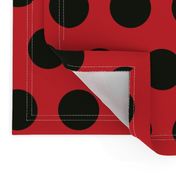 Polka Dot - Black on Red XL