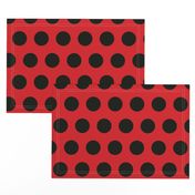 Polka Dot - Black on Red XL