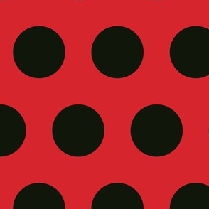 Polka Dot - Black on Red XL