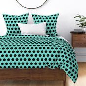 Polka Dot - Black on Turquoise XL