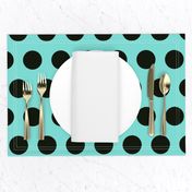 Polka Dot - Black on Turquoise XL