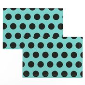 Polka Dot - Black on Turquoise XL