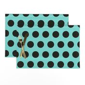 Polka Dot - Black on Turquoise XL