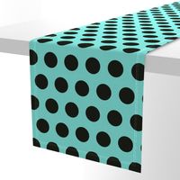 Polka Dot - Black on Turquoise XL