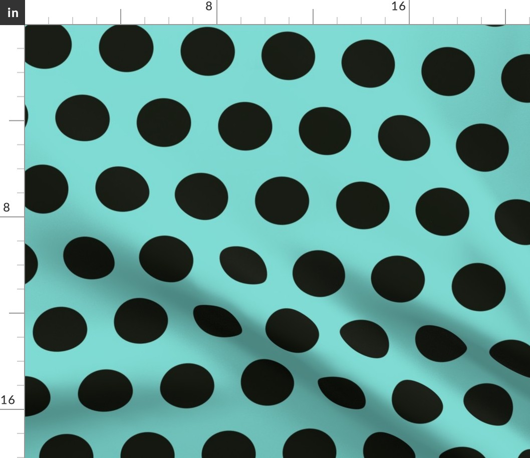 Polka Dot - Black on Turquoise XL