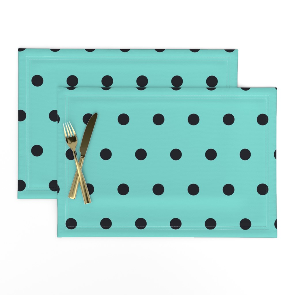 Polka Dot - Black on Turquoise