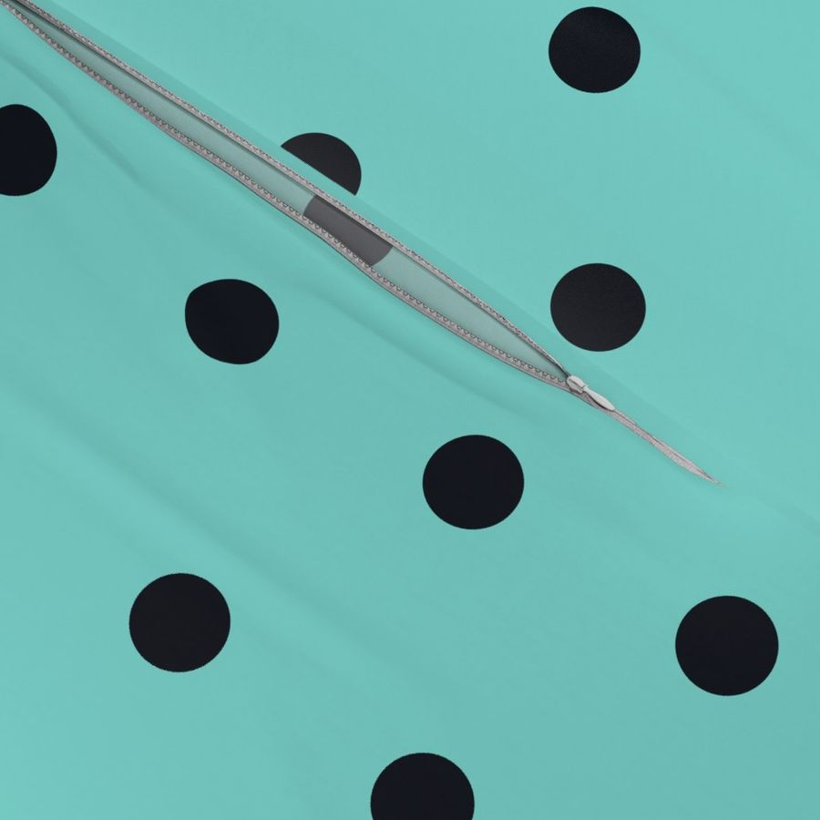 Polka Dot - Black on Turquoise