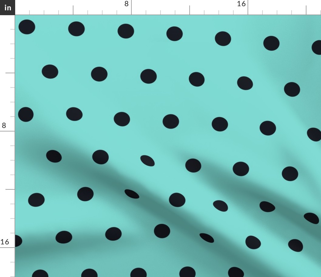 Polka Dot - Black on Turquoise