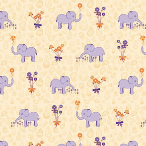 Elephants Garden (Tangerine Violet) Feature Print