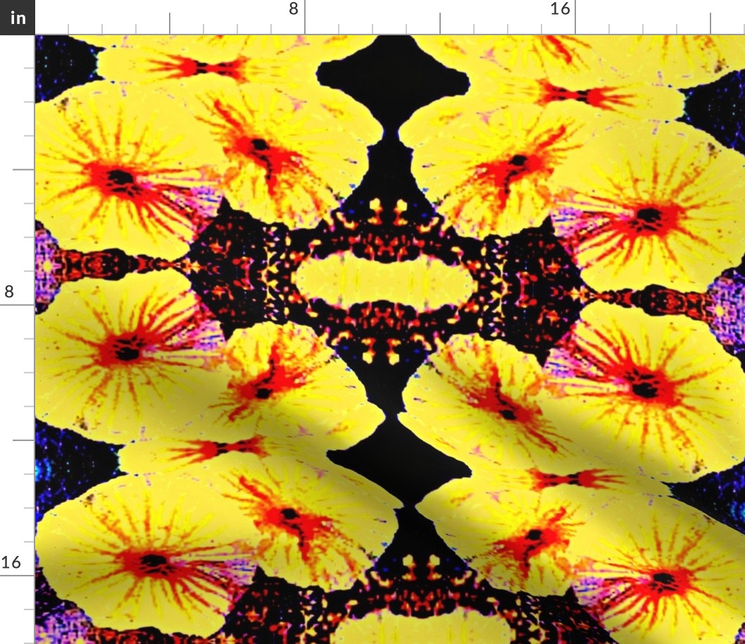  bright yellow flowers mirrored