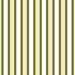 Dim Sum Party Stripe - Narrow Olive Green Ribbons with Cream and White