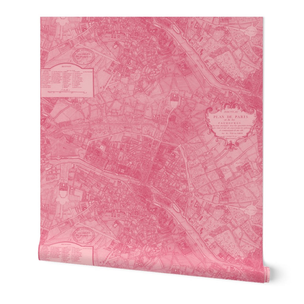 Plan de Paris ~ Paris Map ~ Pink