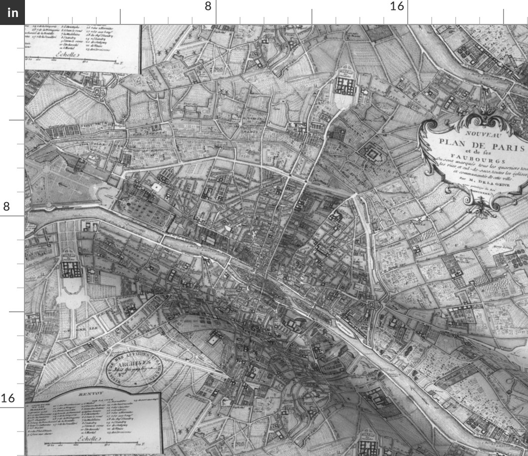 Plan de Paris ~ Paris Map ~ Black and White