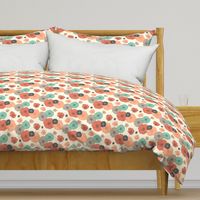 Poppies Floral - Coral Navy Mint on Cream